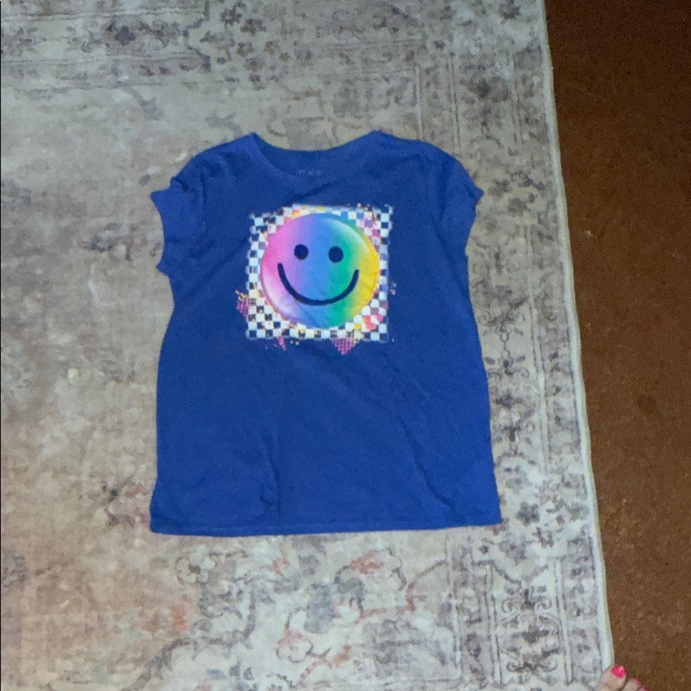 Place Blue T-Shirt with Rainbow Smiley
